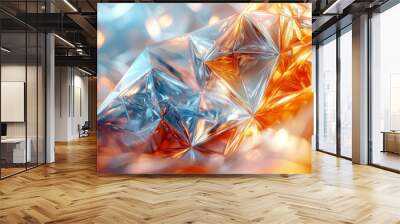 Abstract background of iridescent, crystalline shapes. Wall mural