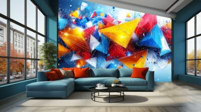 Abstract background with colorful geometric shapes. Wall mural