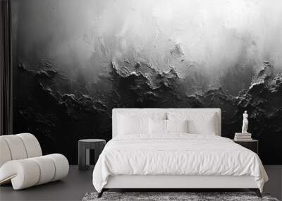 Abstract black and white textured background. Wall mural