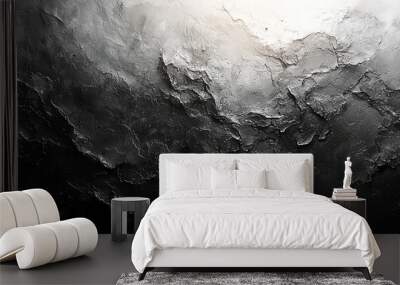 Abstract black and white textured background. Wall mural