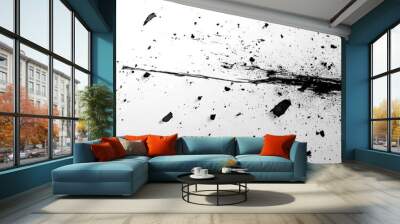 Abstract black ink splattered on white background. Wall mural