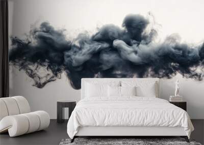 Abstract black smoke cloud on a white background. Wall mural