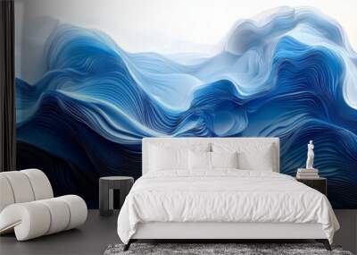 Abstract blue and white wave pattern. Wall mural