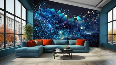 abstract blue bokeh background illustration, generative ai Wall mural