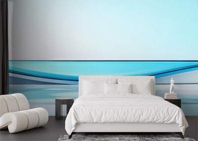 Abstract blue glass platform with water reflection Wall mural