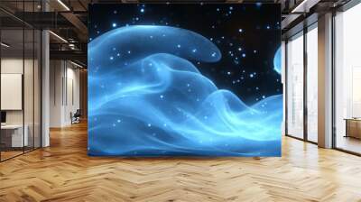 Abstract blue light on a black background. Wall mural