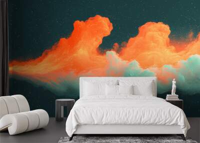 Abstract colorful smoke on a dark background. Wall mural