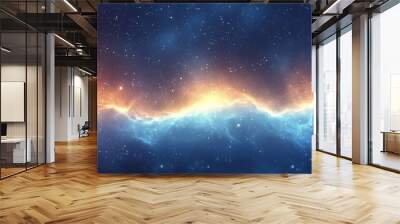 Abstract cosmic background with a glowing, swirling nebula. Wall mural