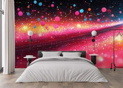 Abstract digital art with colorful dots and lights. Wall mural