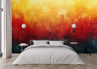 Abstract grunge wall in yellow, red, and blue tones. Wall mural