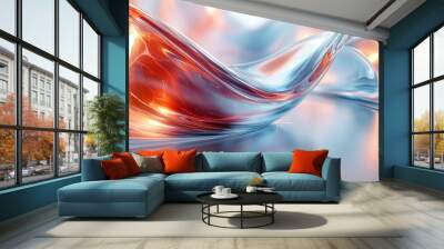 Abstract liquid wave with vibrant colors. Wall mural