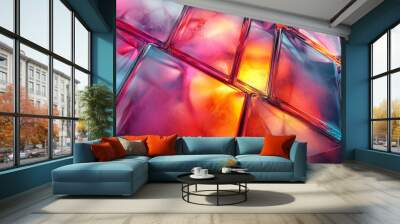 Abstract pattern of colorful glass squares. Wall mural