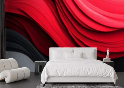 Abstract red, black, and grey waves Wall mural