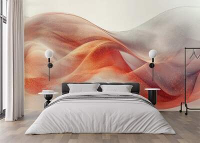 Abstract red and white flowing waves. Wall mural