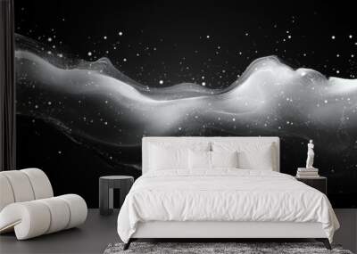 Abstract white wave against a black background. Wall mural