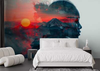 Artwork of Mount Fuji japan, contemporary Wall mural