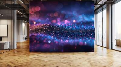 background of abstract glitter lights. purple, teal and black banner Wall mural