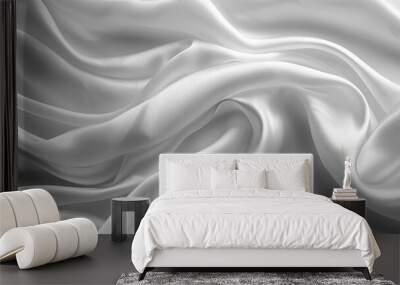 background texture fabric soft white blurred abstract calm peaceful shine movement natural graphic satin silky material effect ripple fashion elegant fold smooth beauty new textile luxurious silk  Wall mural