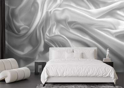 background texture fabric soft white blurred abstract calm peaceful shine movement natural graphic satin silky material effect ripple fashion elegant fold smooth beauty new textile luxurious silk  Wall mural