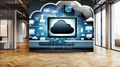 Cloud computing technology concept.AI generated Wall mural