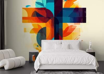 Colorful christian cross isolated vector illustration Wall mural