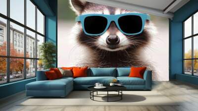 Cool raccoon wearing sunglasses and an apron. Wall mural