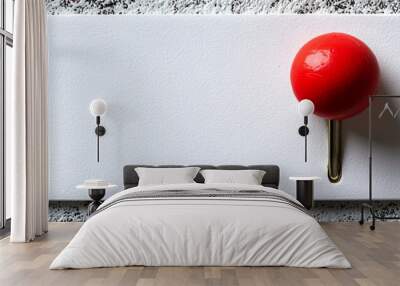 Red push pin on a white board. Wall mural