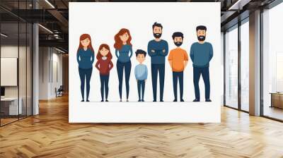 Smiling diverse family standing together. Wall mural