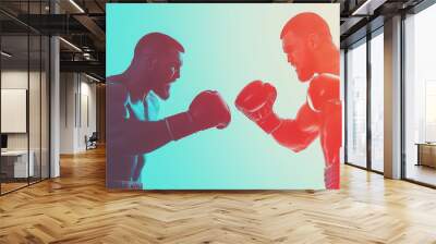 Two boxers face off in a dramatic fight. Wall mural