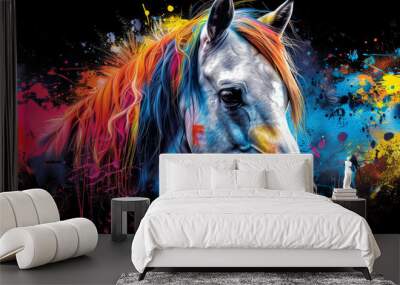 unicorn in bright neon colors in a pop art style Wall mural