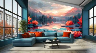 カラフルな春の色の水彩テクスチャ背景 Wall mural