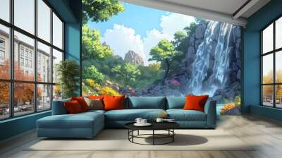 カラフルな春の色の水彩テクスチャ背景 Wall mural