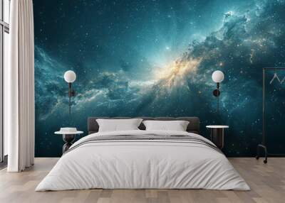 宇宙に輝く星々と光の背景 Wall mural