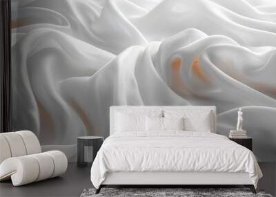 background texture fabric soft white blurred abstract calm peaceful shine movement natural graphic satin silky material effect ripple fashion elegant fold smooth beauty new textile luxurious silk  Wall mural