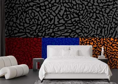 Elephant Animal Print Texture Textile Red Blue Yellow Gray Texture Wall mural