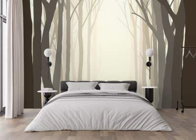 Square illustration glade in forest. Wall mural