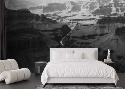 Beautiful landscape black and white of South Rim Grand Canyon National Park, Arizona, United States Wall mural