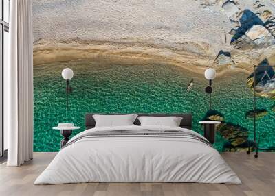 Close up view of Fava Beach at Chalkidiki, Greece. Aerial Photography. Wall mural