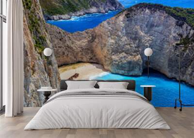 Navagio (Shipwreck) Beach in Zakynthos island, Greece. Wall mural