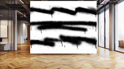 Painted spray elements. Grunge graffiti painted borders and shapes, dirty splatter street art strokes. Spray textured black lines vector illustration set. Graffiti art dirty, spot grunge splattered. Wall mural