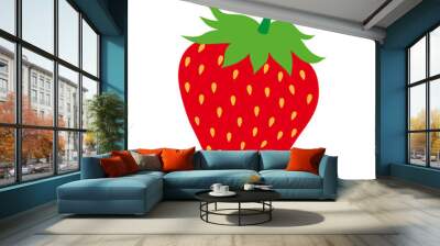 Red strawberry.  Juicy strawberry on white isolated background. Wall mural