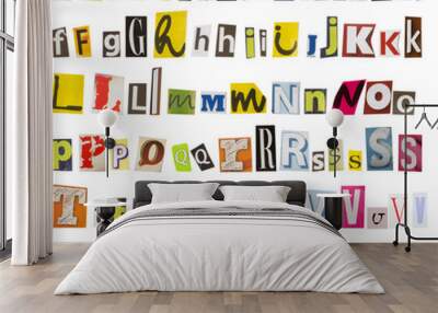 alphabet made of letters from newspapers Wall mural