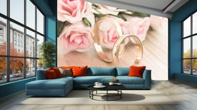 gold wedding rings, love concept Wall mural