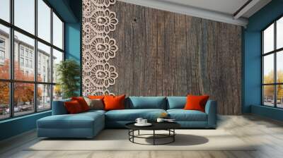 lace on the wooden background Wall mural