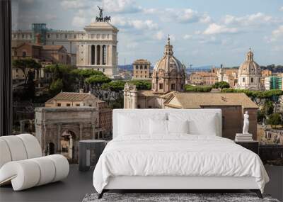 View of the Roman Forum with monuments of architecture and history of ancient Rome. Rome, Italy Wall mural