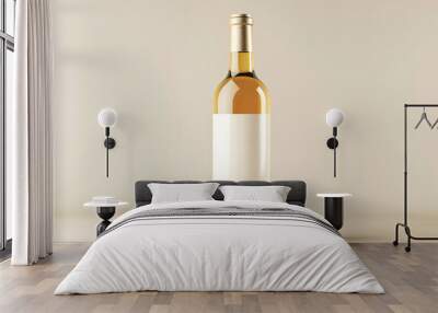 Empty Wine bottle mockup with white label Wall mural