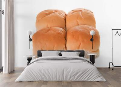 Four breakfast rolls isolated on a white background Wall mural