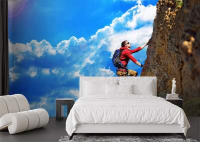 climber with backpack Wall mural