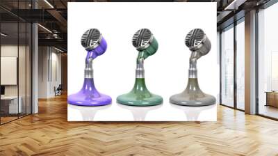 Three vintage microphone Wall mural