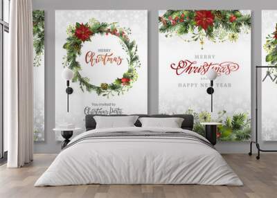 Christmas Corporate Holiday cards, flyers and invitations. Christmas decor. Design templates for festive frames and backgrounds.  Christmas greeting cards. Wall mural